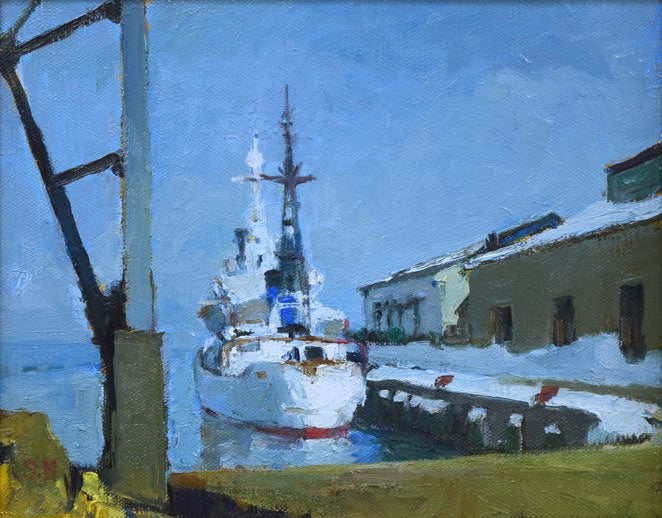 森本三郎「小樽港」油絵・F3号 絵画買取・販売の小竹美術