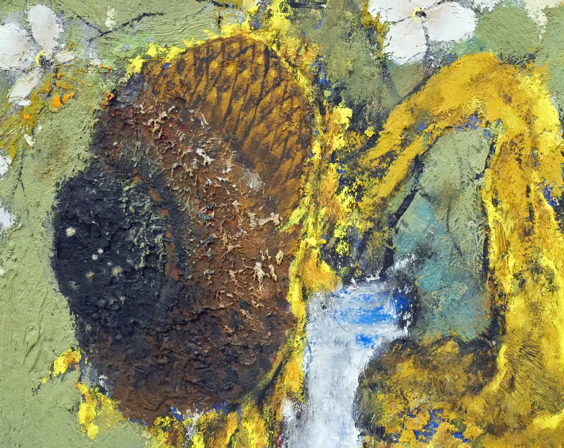 佐々木栄松「枯れたひまわりとサビタの花」油絵・F4号 絵画買取・販売