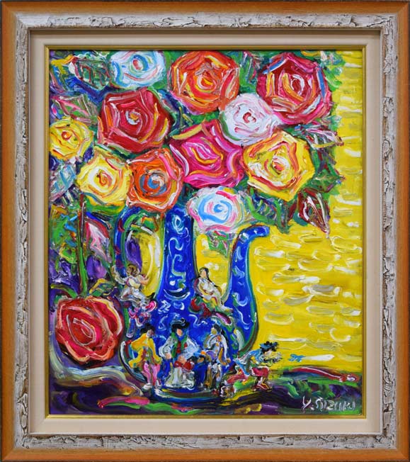 鈴木康雄「牡丹」油絵・F8号 絵画買取・販売の小竹美術