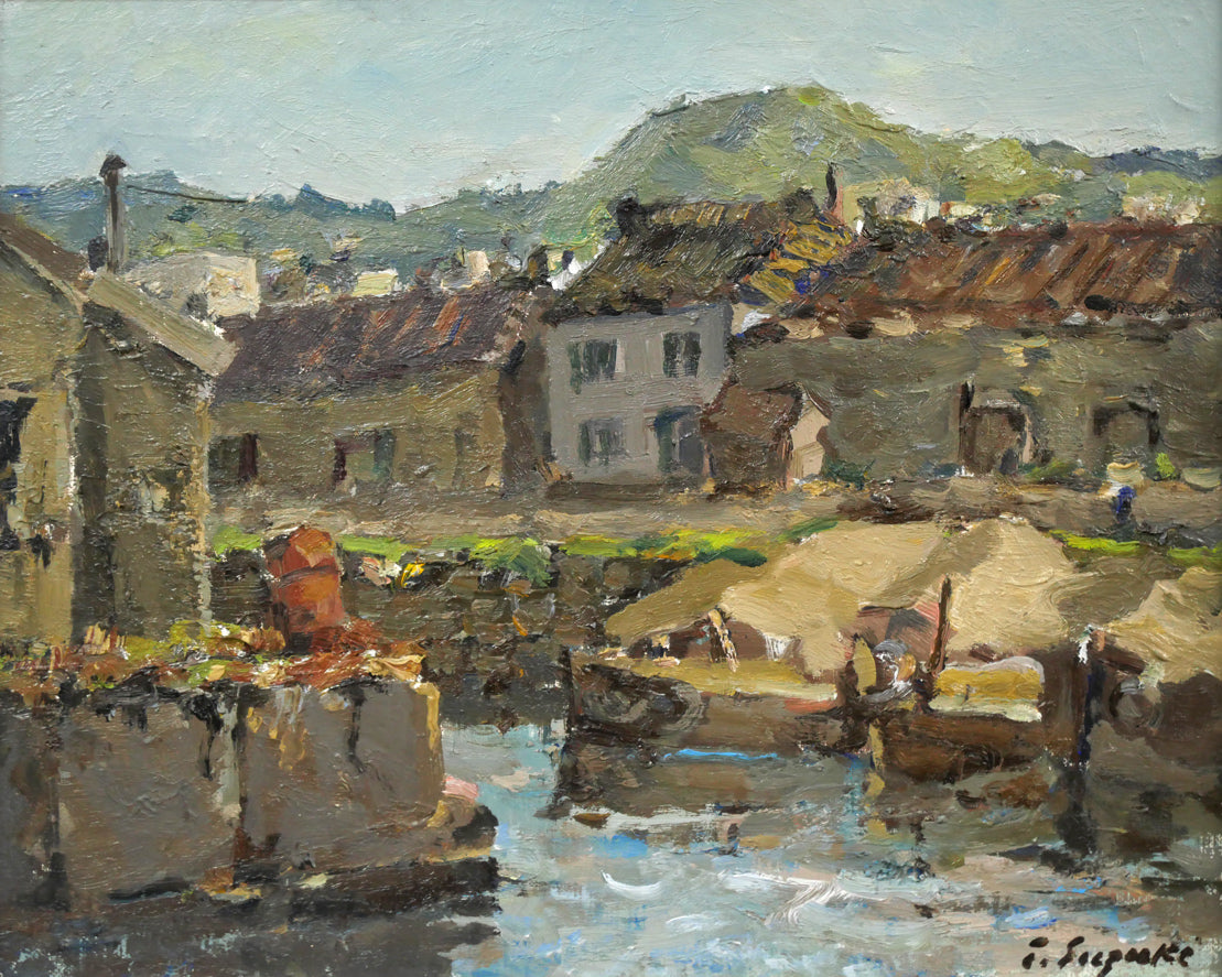 鈴木伝「小樽の運河」油絵・F3号 絵画買取・販売の小竹美術