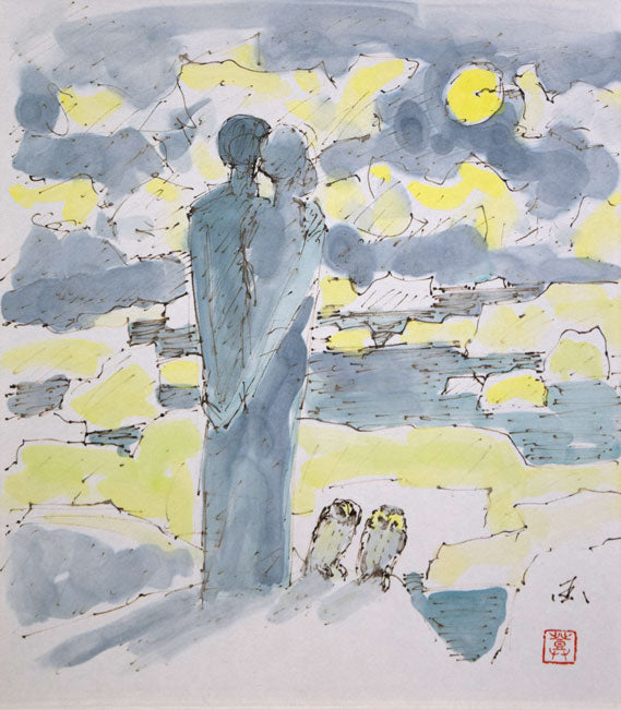 国松登「氷人」水彩画 絵画買取・販売の小竹美術