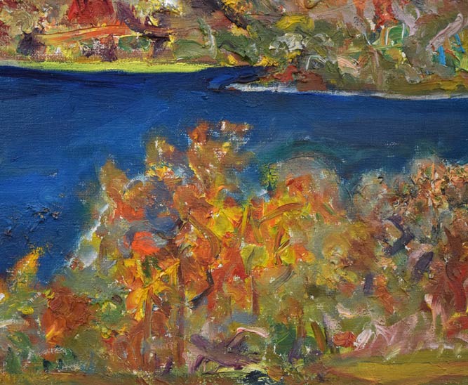 丸山妙子「モコト湖（天都山・網走）」油絵・F8号 絵画買取・販売の