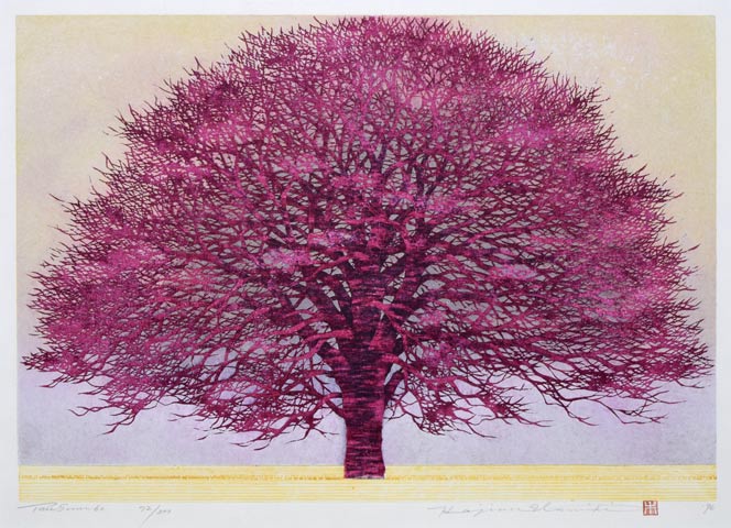 並木一「Tree Scene 60」木版画 絵画買取・販売の小竹美術