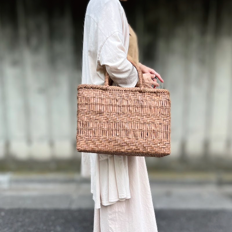 山葡萄かごバッグ 透かし編み×網代編み 414g W34cm 国産 奥会津三島町