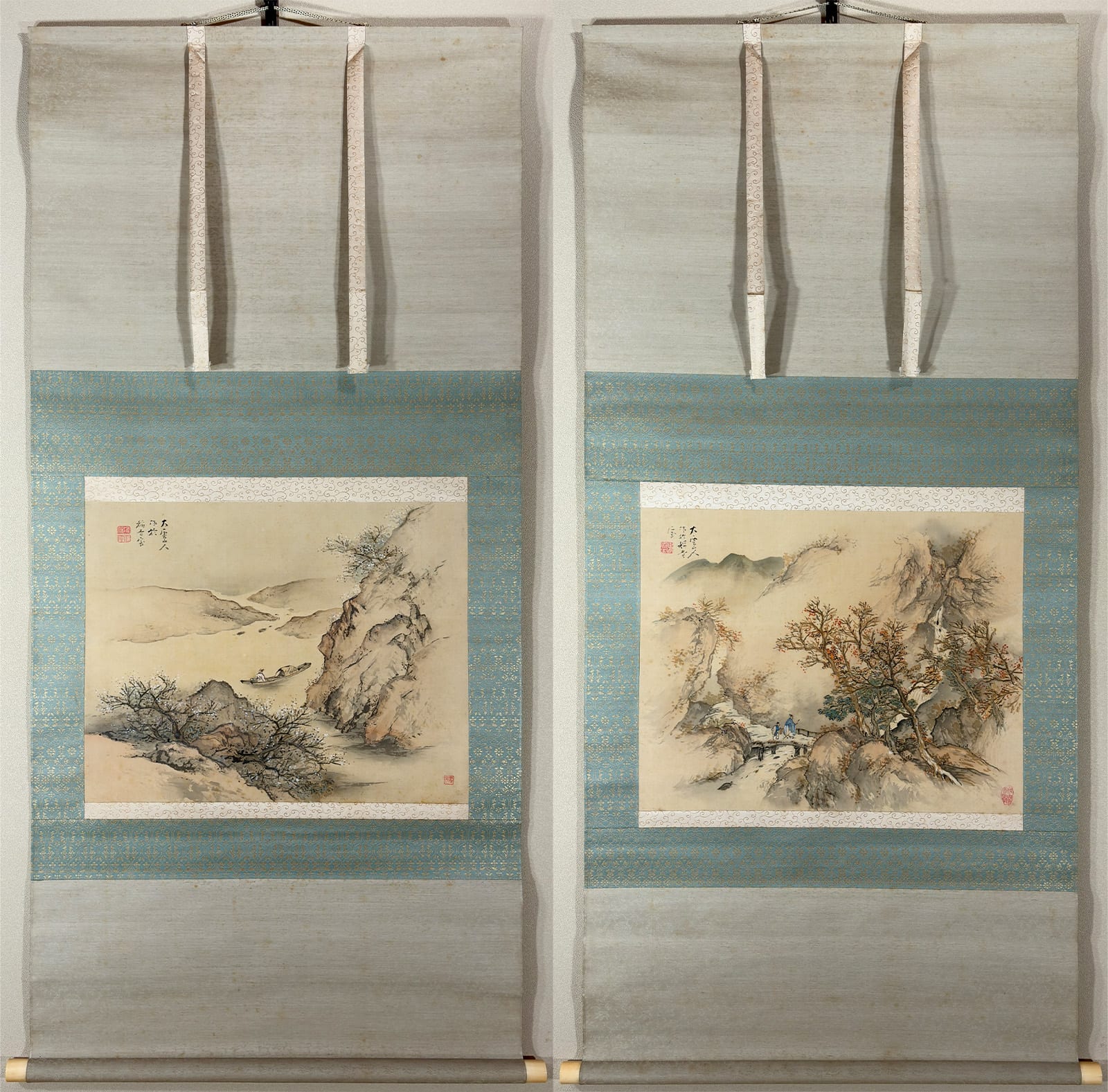春秋山水｜双幅｜新・古美術 高美堂（こうびどう）｜掛軸販売・通販