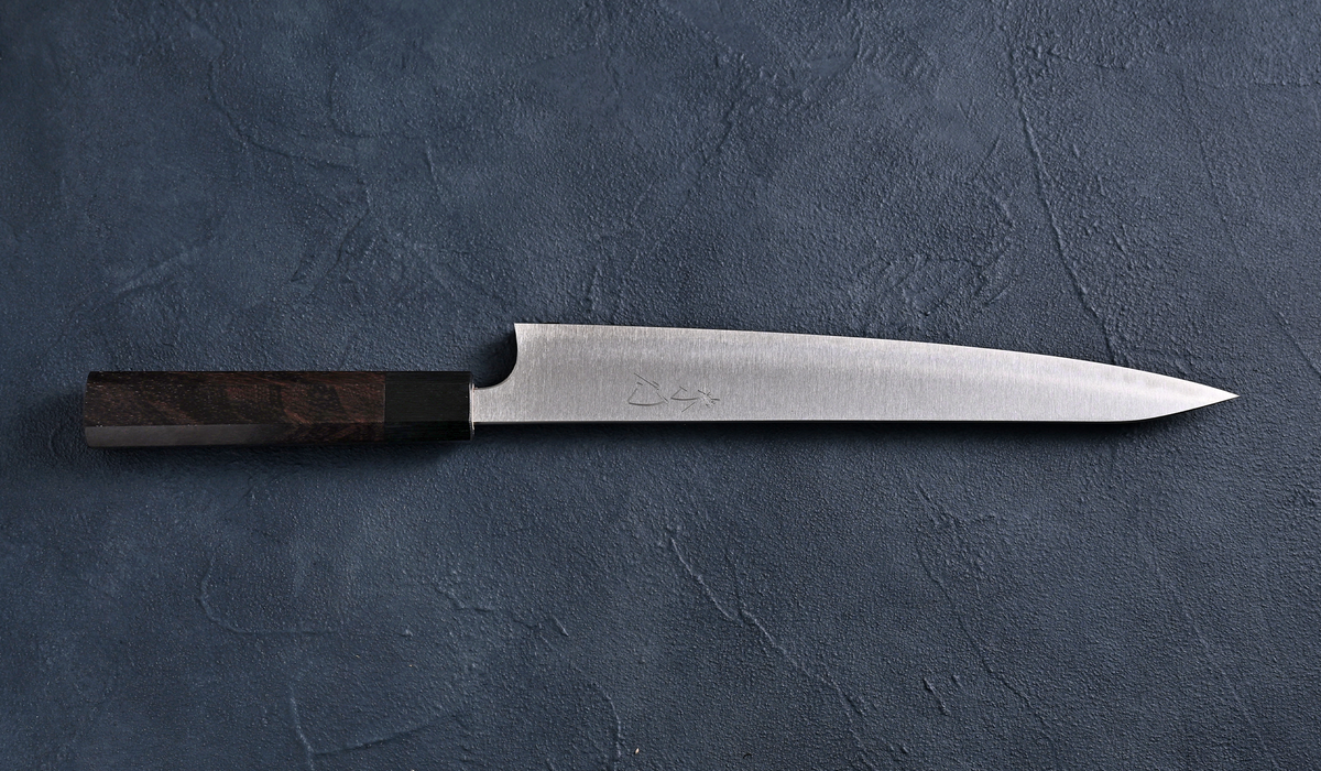 甲鉄 Koutetsu 筋引包丁240mm 青紙スーパー鋼 紫檀八角柄 – ナイフ