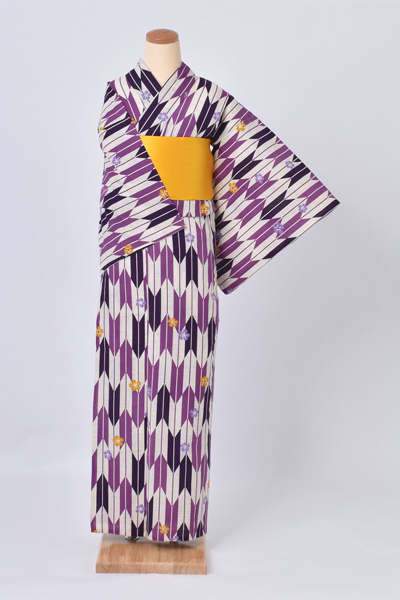 浴衣（紫×矢羽）｜着物レンタルあき (来店着付け無料・全国配送無料)