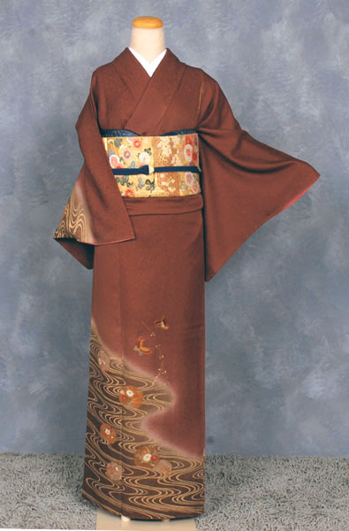 訪問着(茶色・雪輪)｜着物レンタルあき (来店着付け無料・全国配送無料)