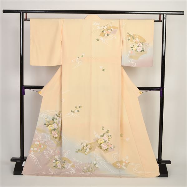 訪問着［クリーム色の地紙模様］｜着物レンタルあき (来店着付け無料