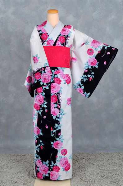 浴衣(松田聖子・薔薇)｜着物レンタルあき (来店着付け無料・全国配送無料)