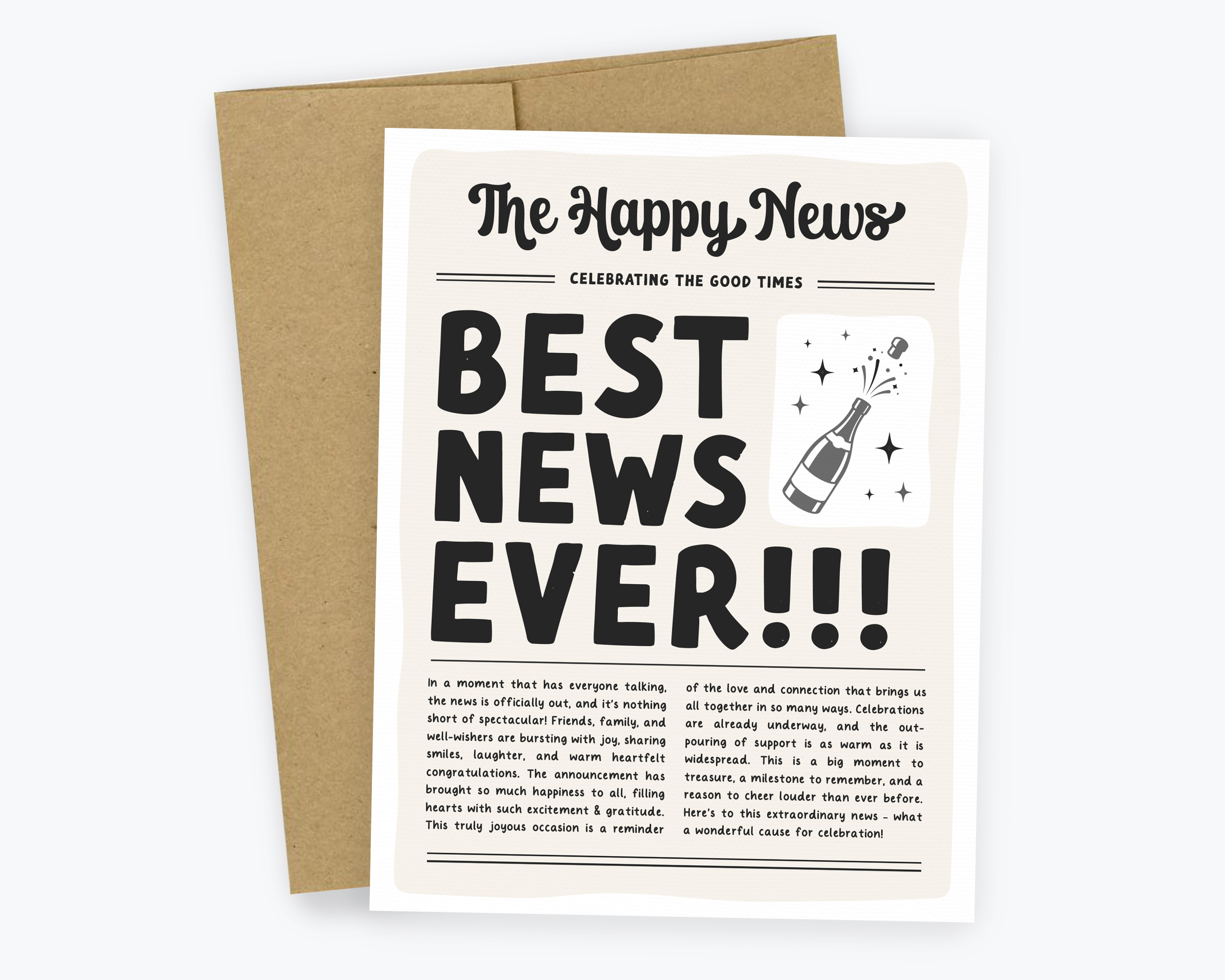 Best News Ever Newspaper Card - Kreate Paper Co.