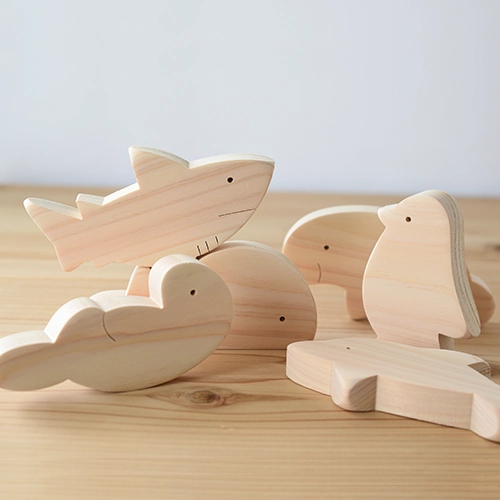 お風呂で遊べる 海の生き物の積み木 あすなろ工房｜木のおもちゃ KURABOKKO