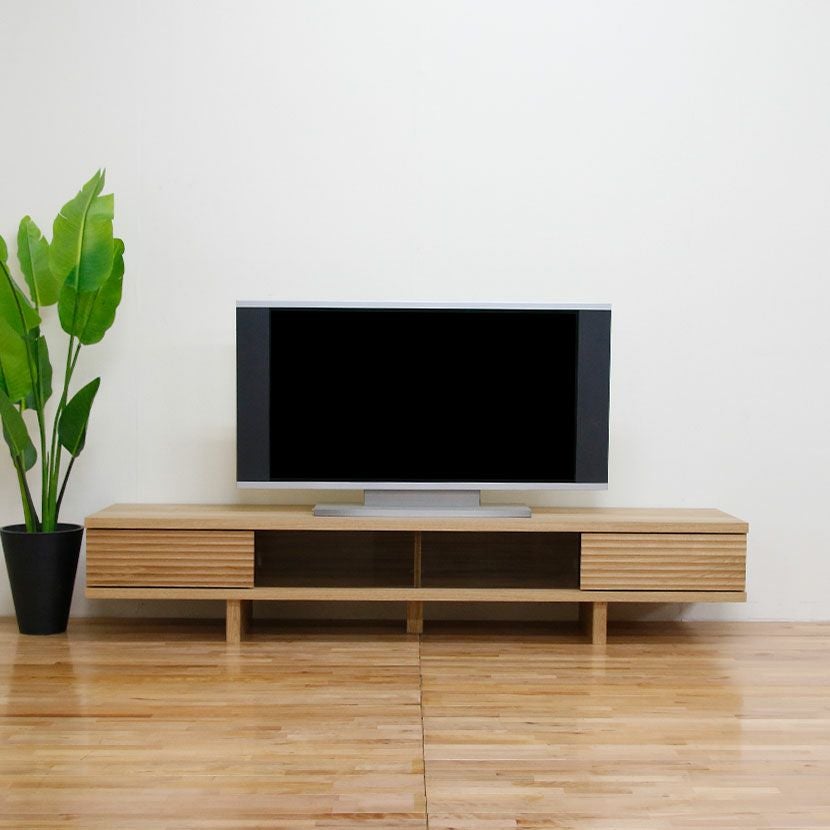 幅180cm 木製 テレビボード ～70型以上 天然木 アッシュ材 引出し付き