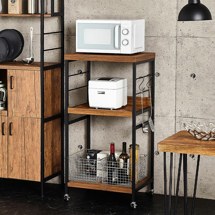 幅60cm 木目調 食器棚 アイアンウッド コンセント付き 引き出し 収納