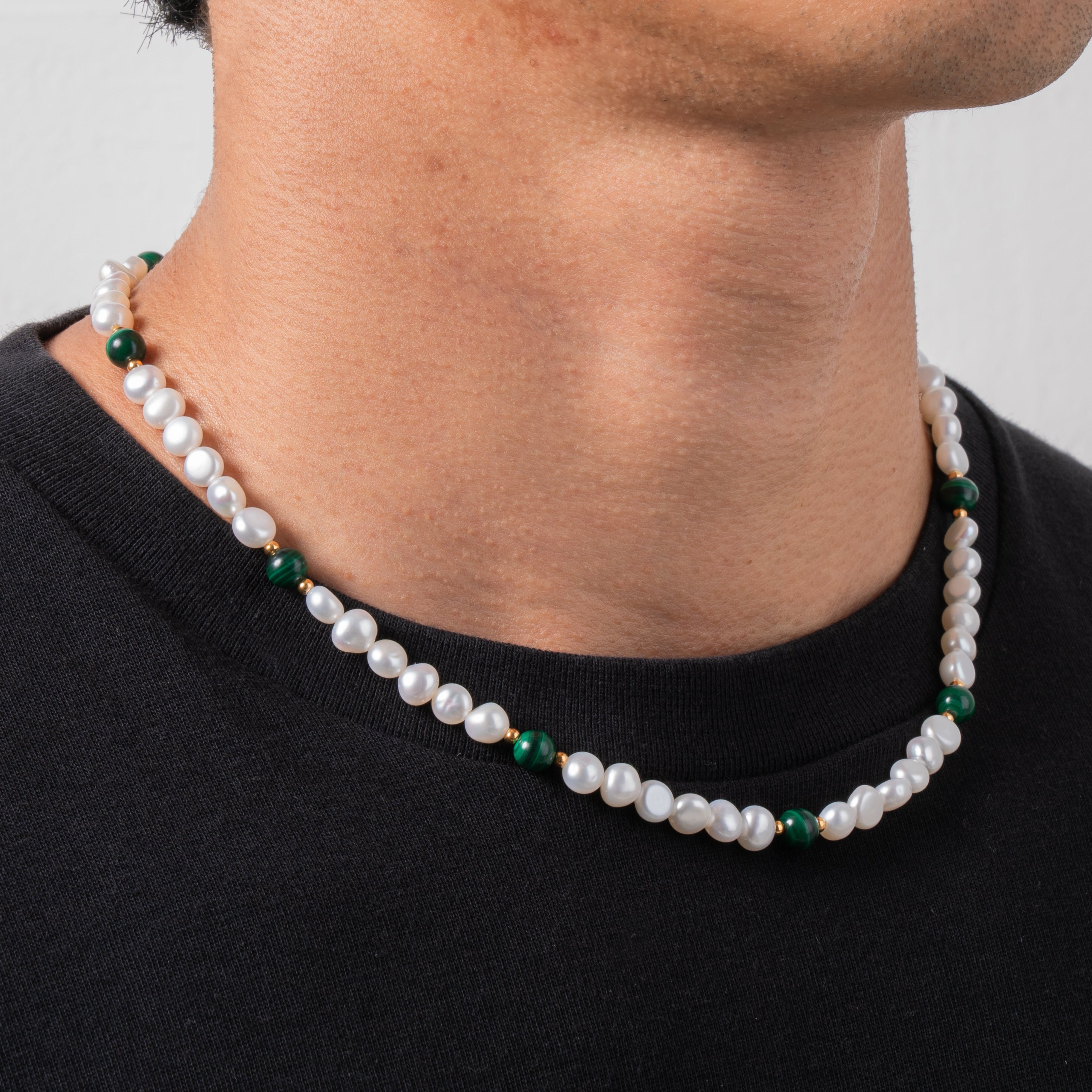 Malachite Real Pearl Necklace (Gold) – KY9 JM