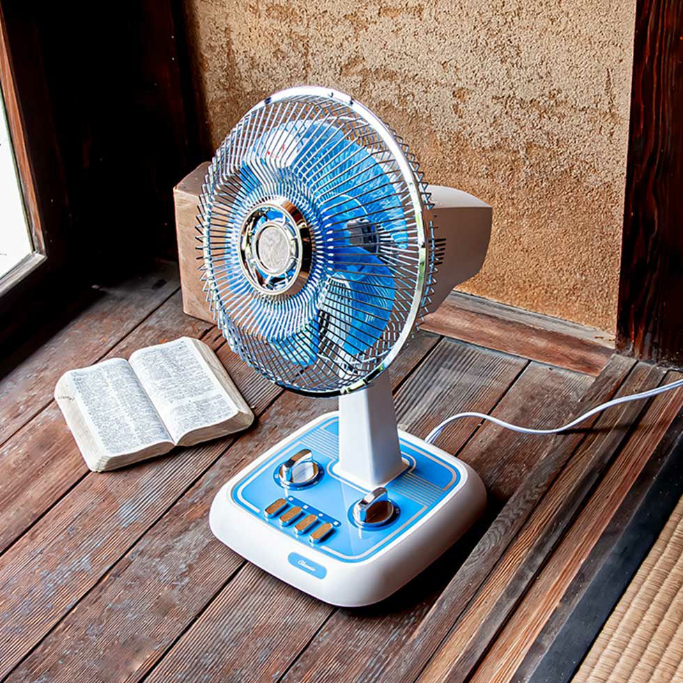 レトロスタイル スタンド式扇風機 青 レトロスタイル スタンド式扇風機 青