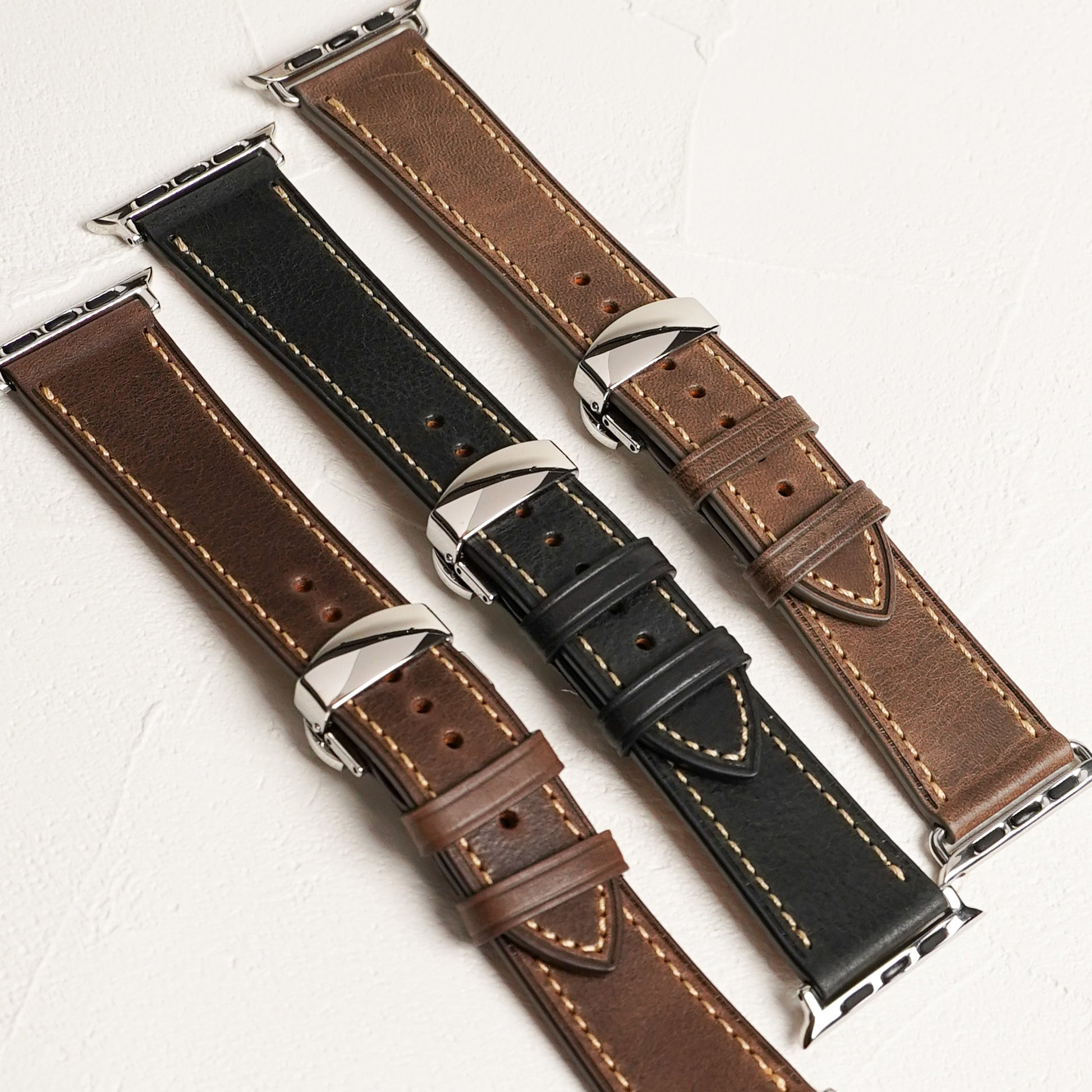 Dバックル レザー メンズ 本革 アップルウォッチバンド Apple Watch