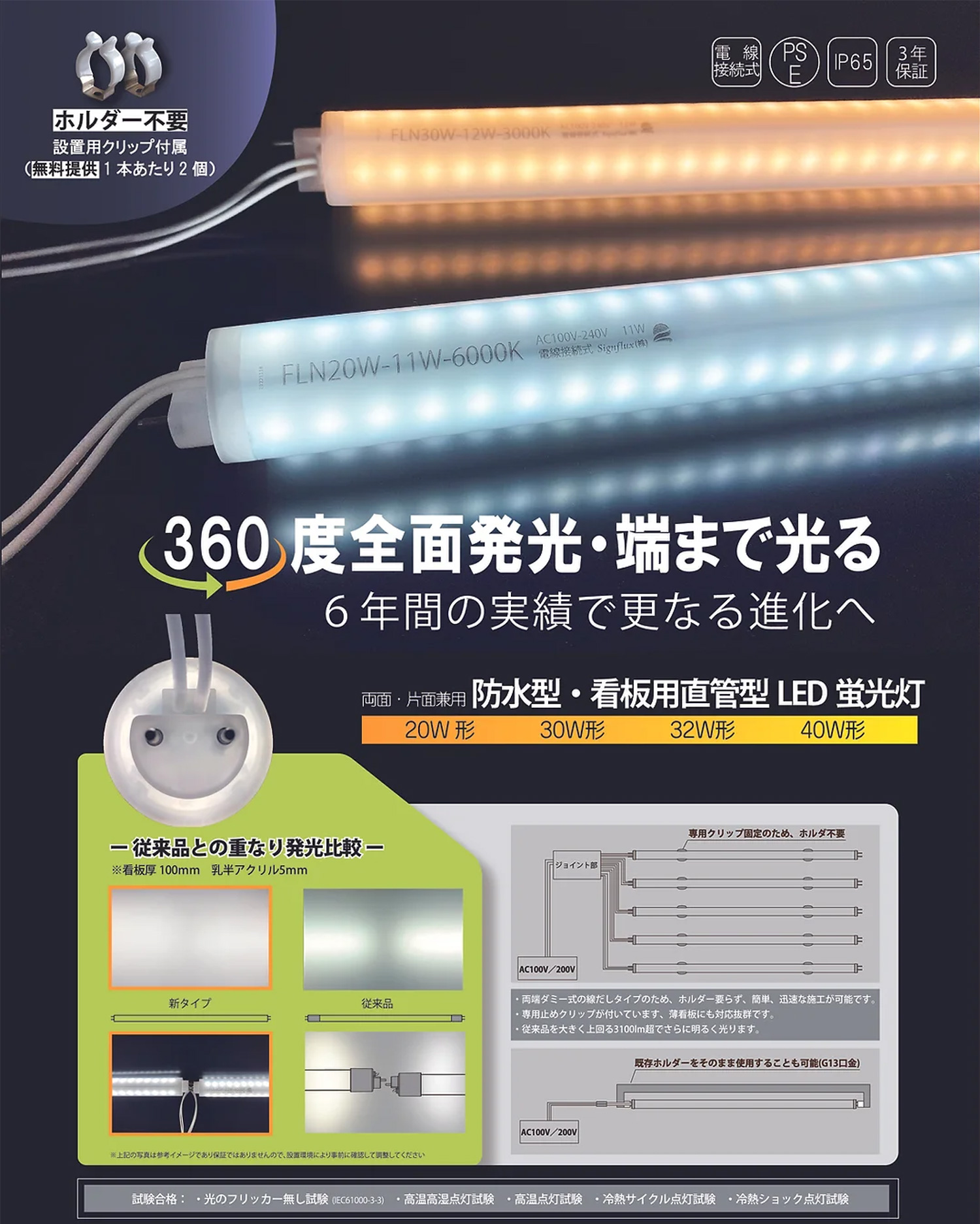 FLN32W-16W-6000K || 看板内照式用LED直管ランプ サインフラックス