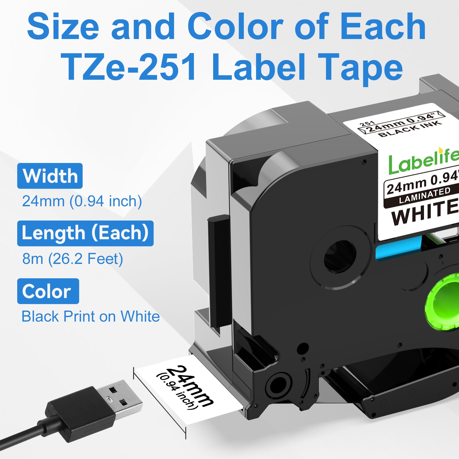 4-Pack Compatible Brother P Touch 24mm 1 Inch Label Tape TZe-251
