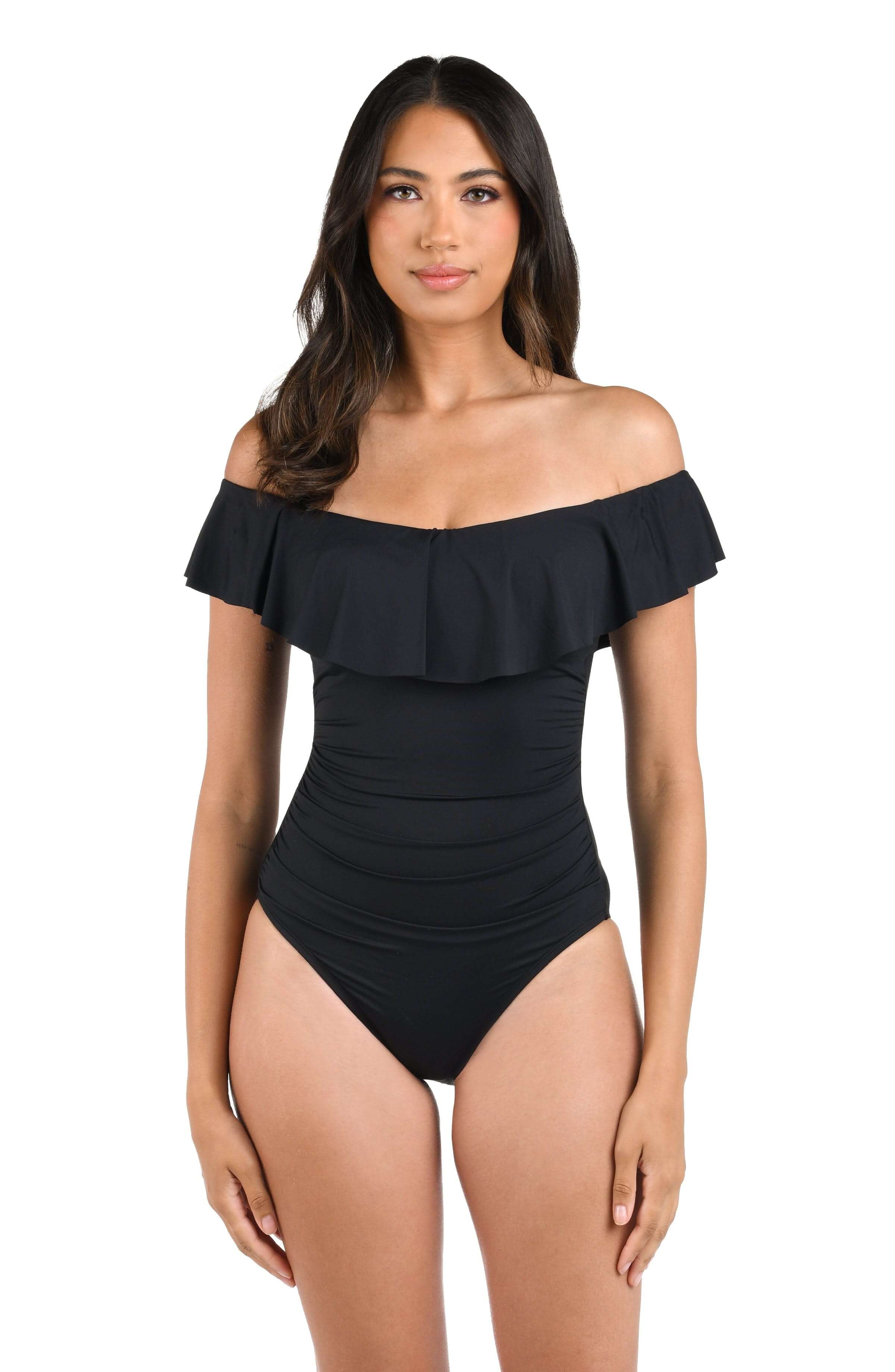 Island Goddess Off Shoulder Ruffle One Piece | La Blanca