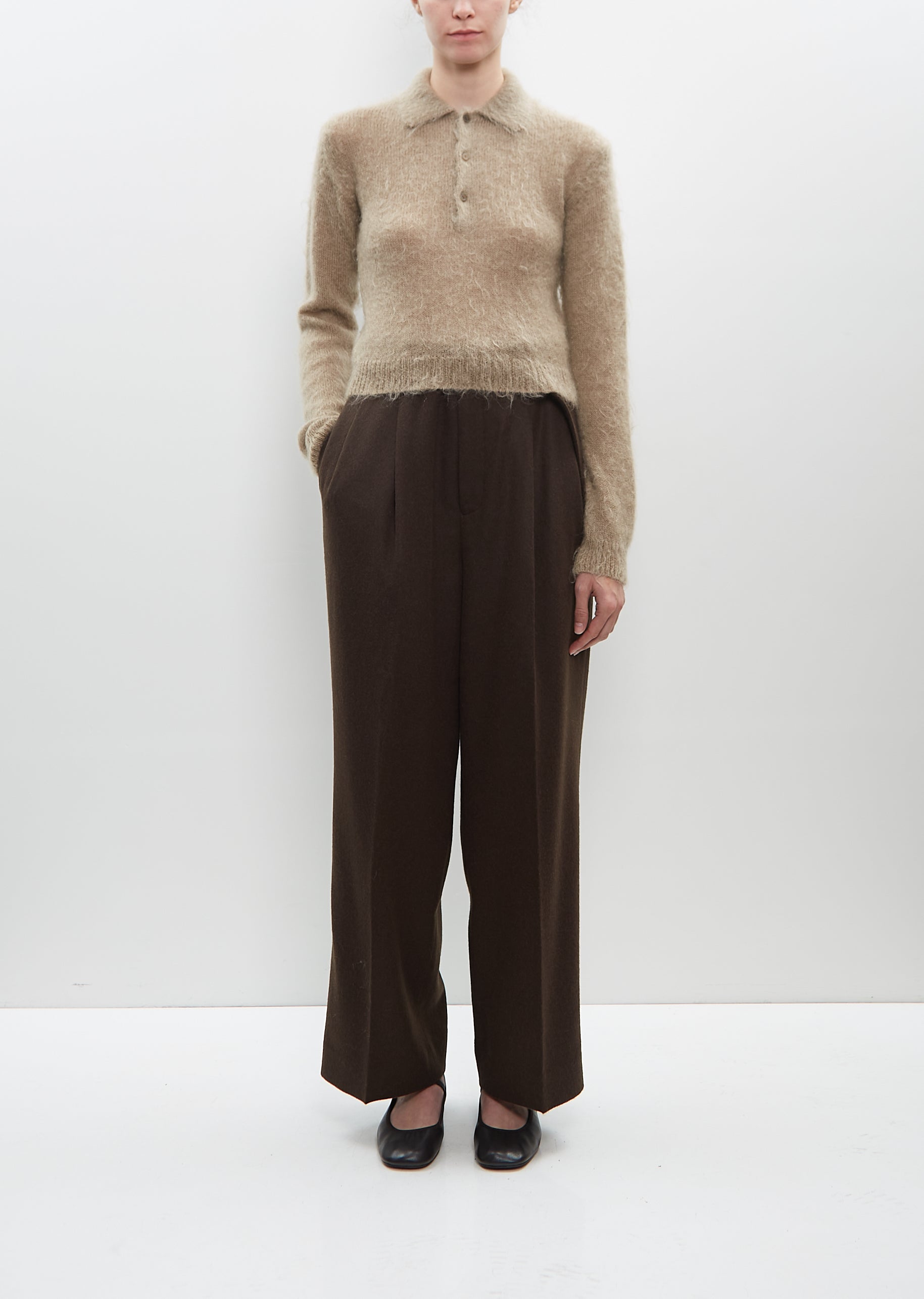 Brushed Super Kid Mohair Knit Short Polo – La Garçonne