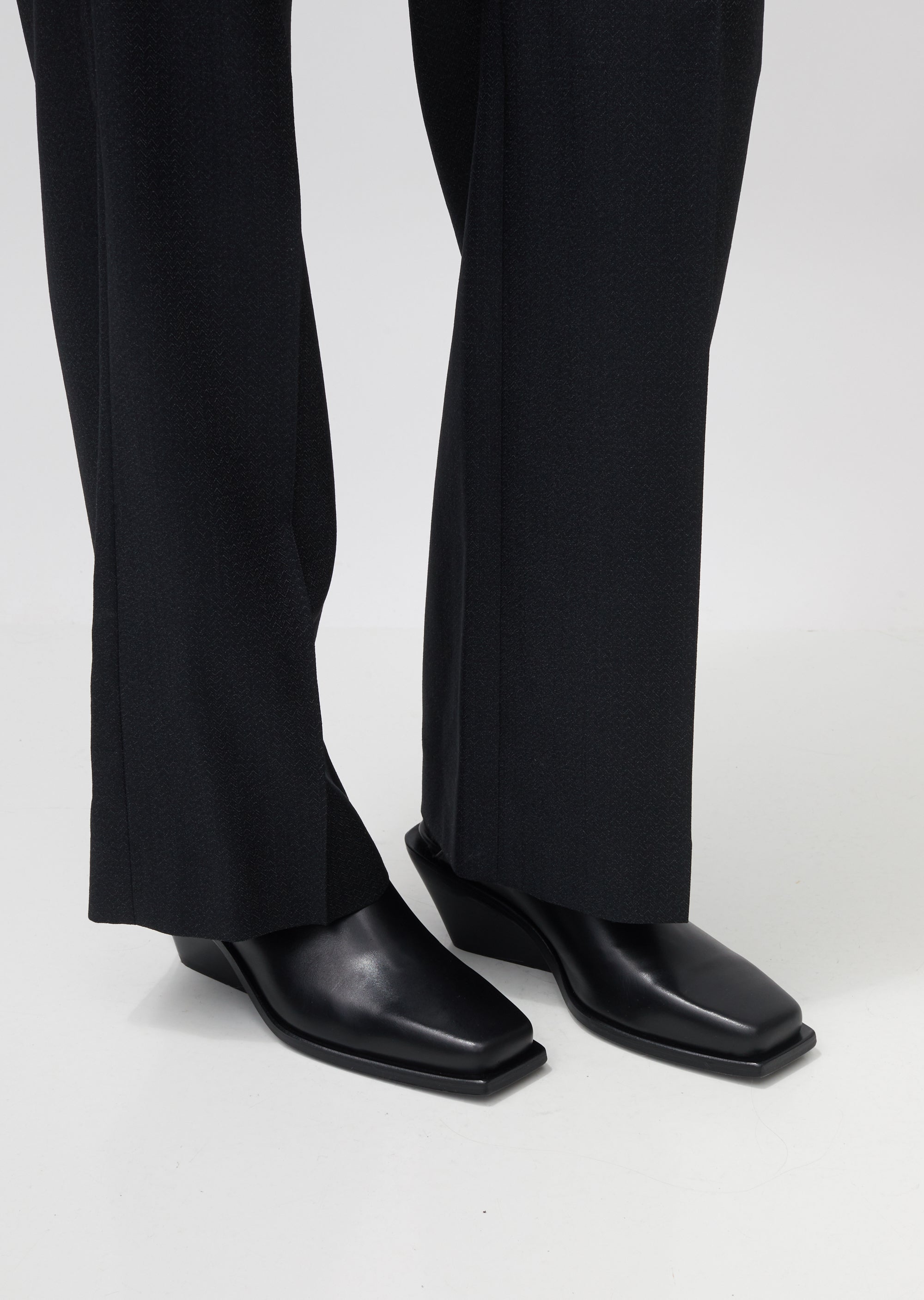 Leather Square Toe Wedge Mules – La Garçonne