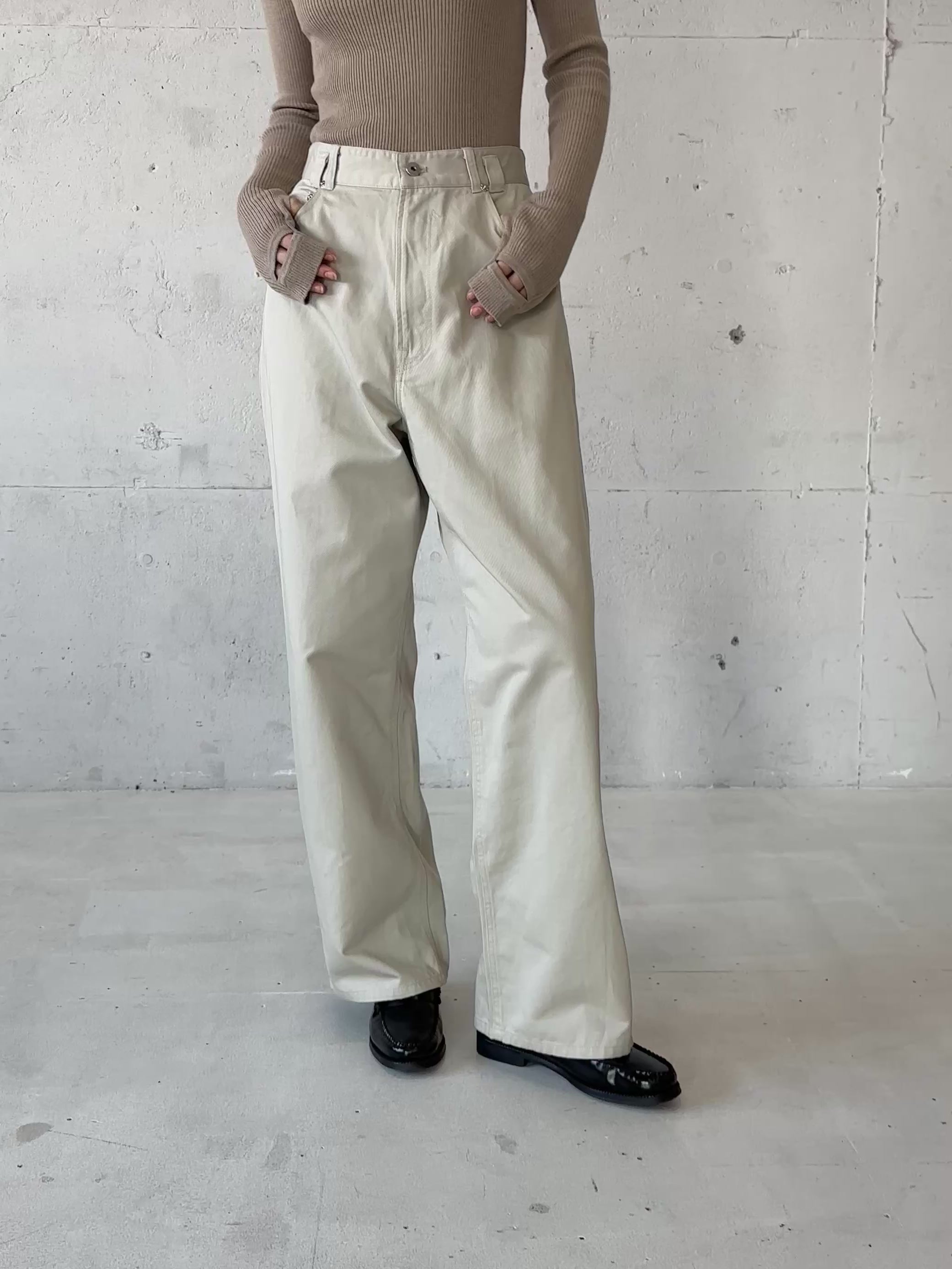 high waist straight twill pants – LA PEAU DE GEM