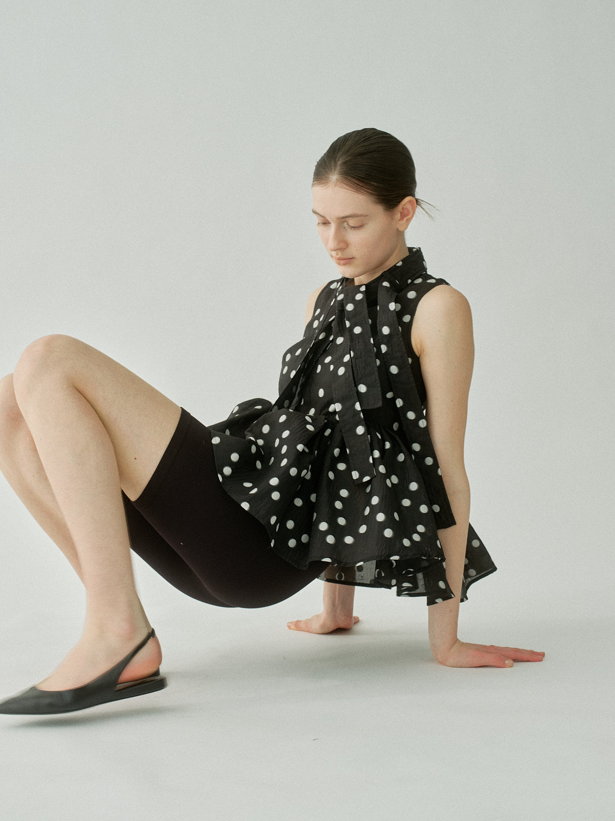 Sheer Polka Dot Ribbon Blouse – L'AUBE BLANC