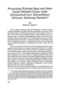 Prosecuting Wartime Rape and Other Gender-Related Crimes under
