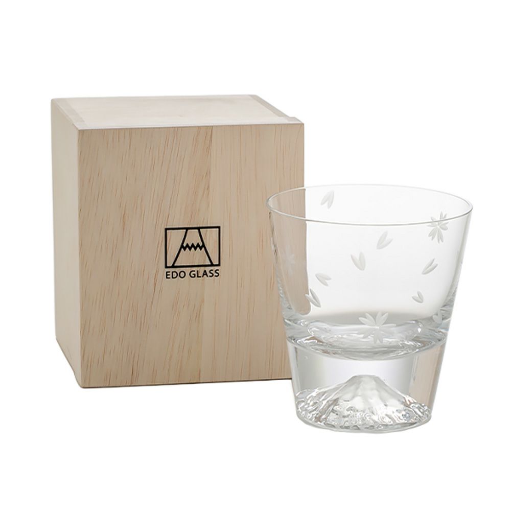 伝統工芸】田島硝子 富士山グラス ロックグラス 270ml 桜切子 桜風呂敷