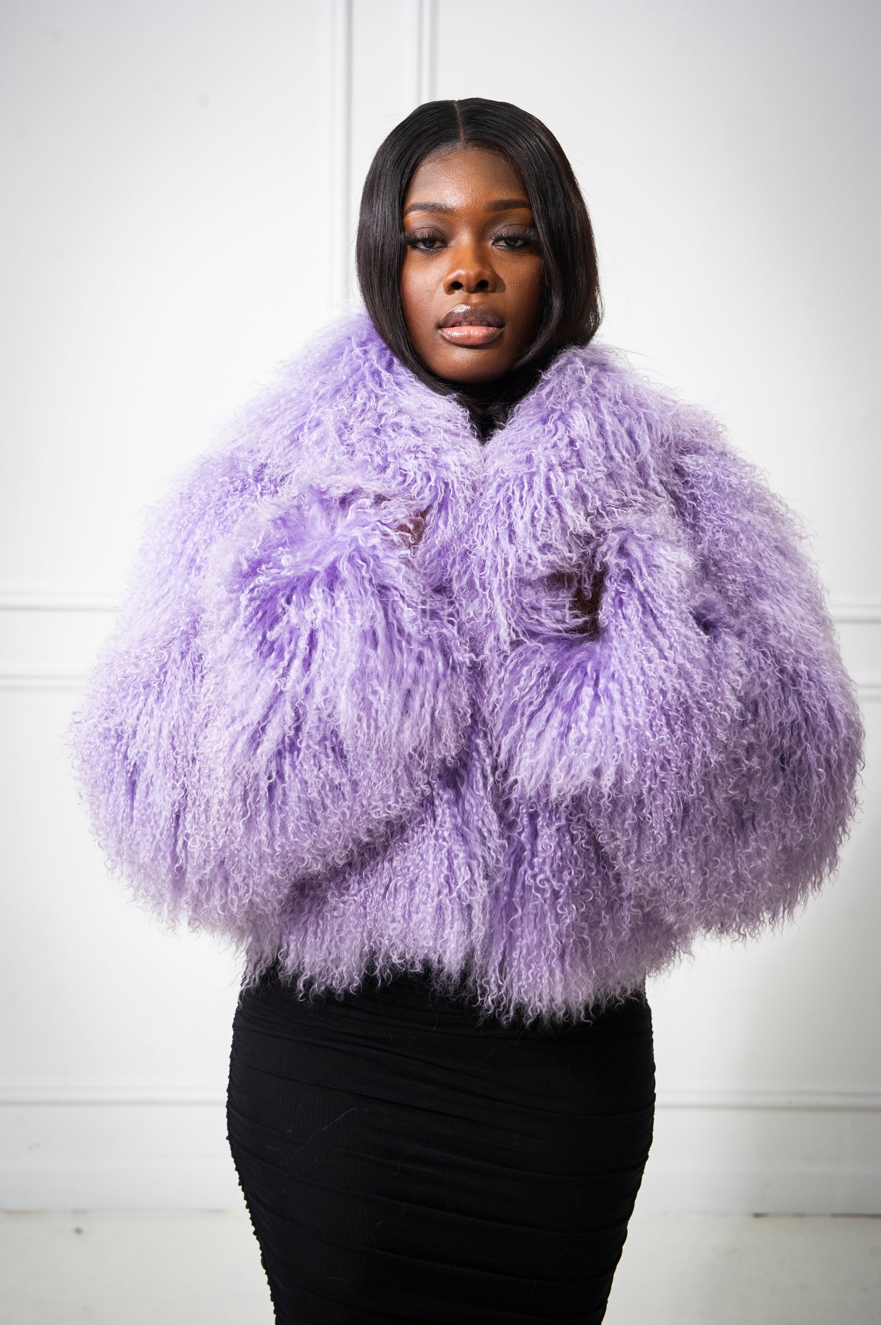 Women's Celia Mongolian Fur Jacket [Ice Purple] – LeatherKloset