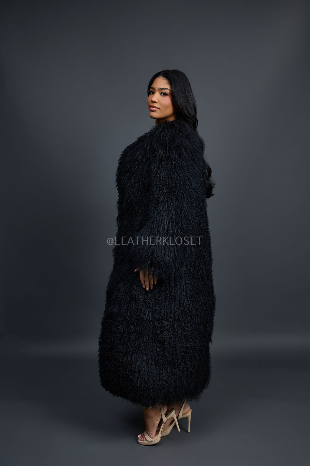 Women's Imani Mongolian Fur Trench Coat [Black] – LeatherKloset