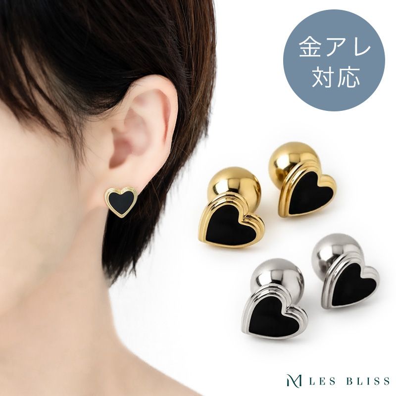 yuumiコラボ】ブラックハートピアス【レビューポイント2倍