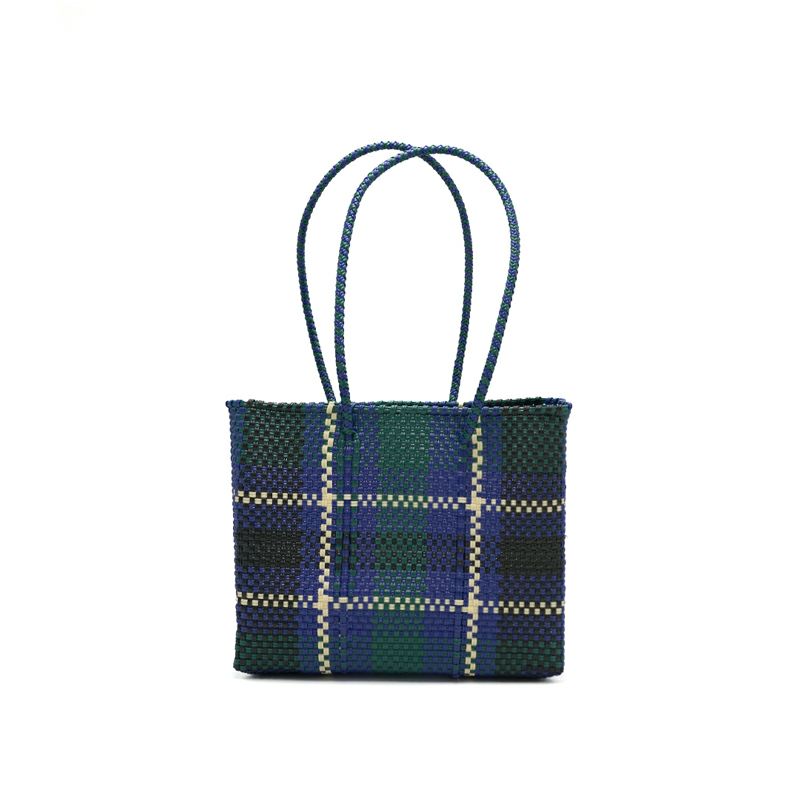 MERCADO BAG - Letra×hal ORIGINAL CHECK - Dark Green / Navy / Cream