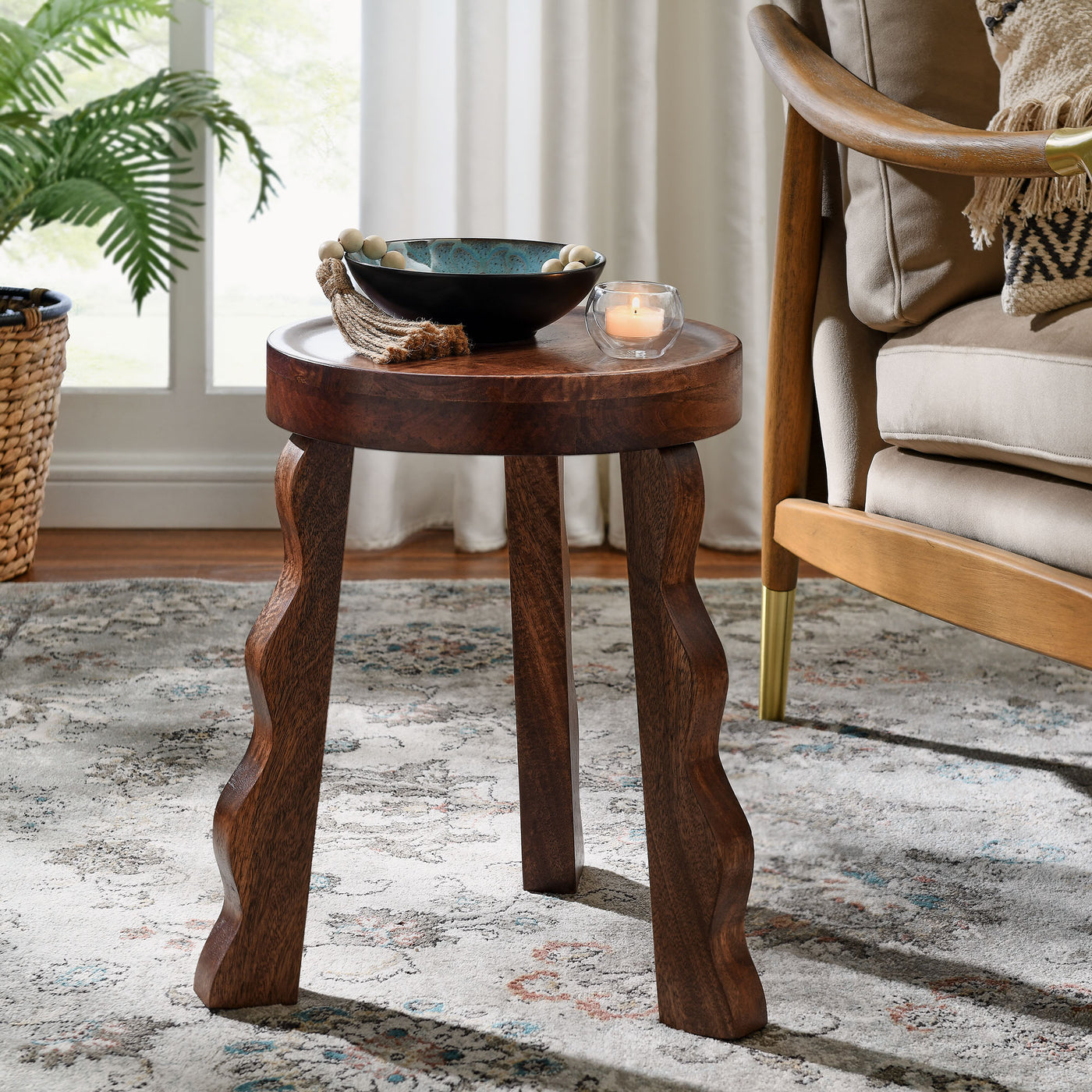 Sorrel Carved Wood Stool by Modway — Lexmod