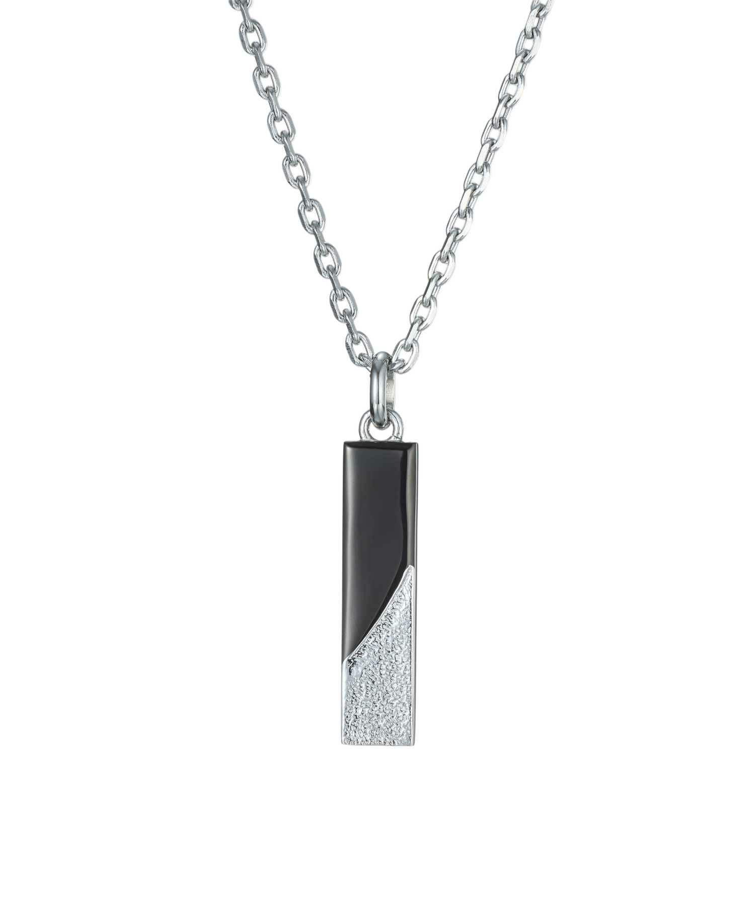 限定展開】“SAND”プレートネックレス（シルバー×ブラック）/サージカル