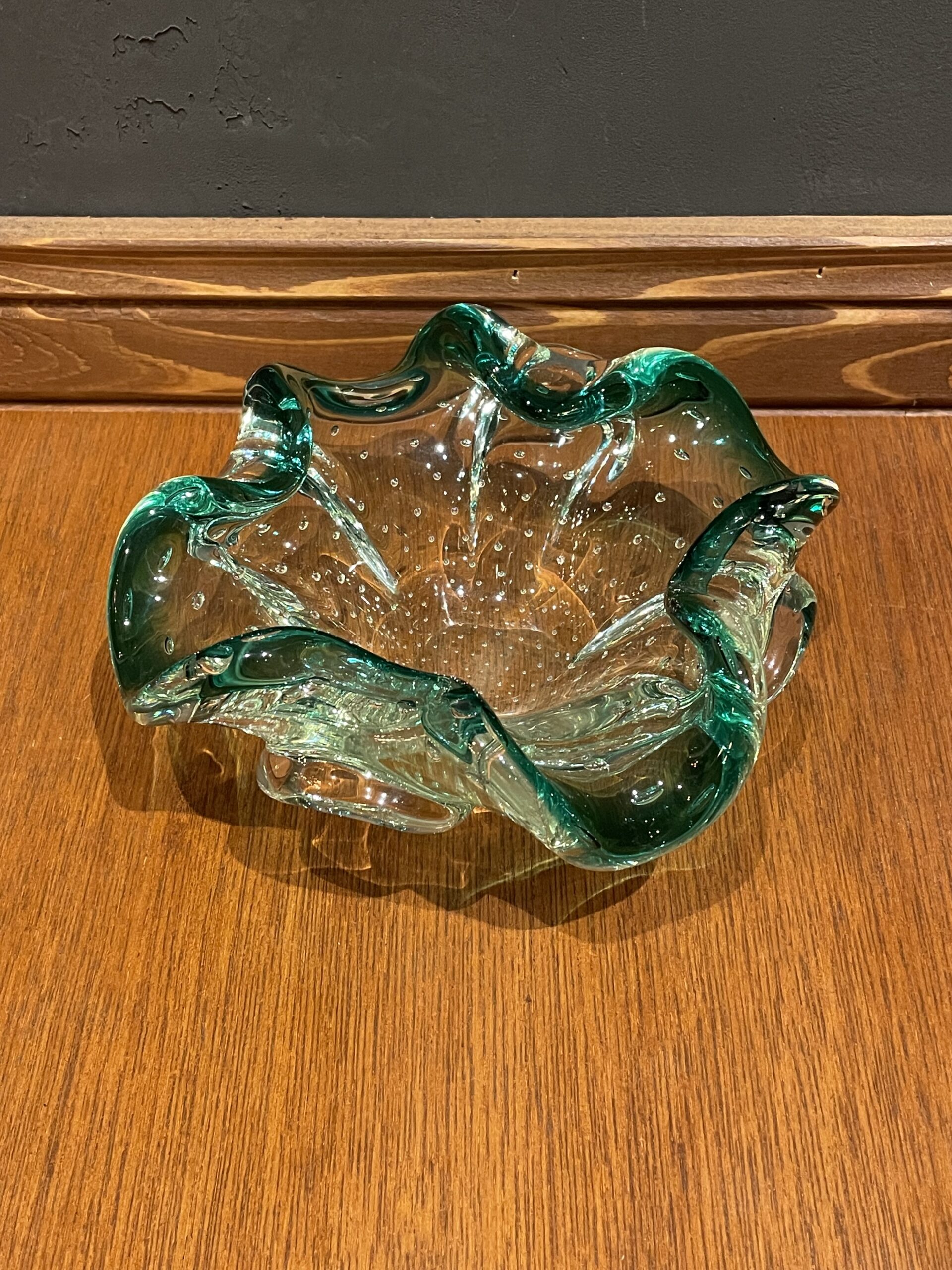 Murano Green bubble glass bowl / ムラノ グリーン バブルガラス