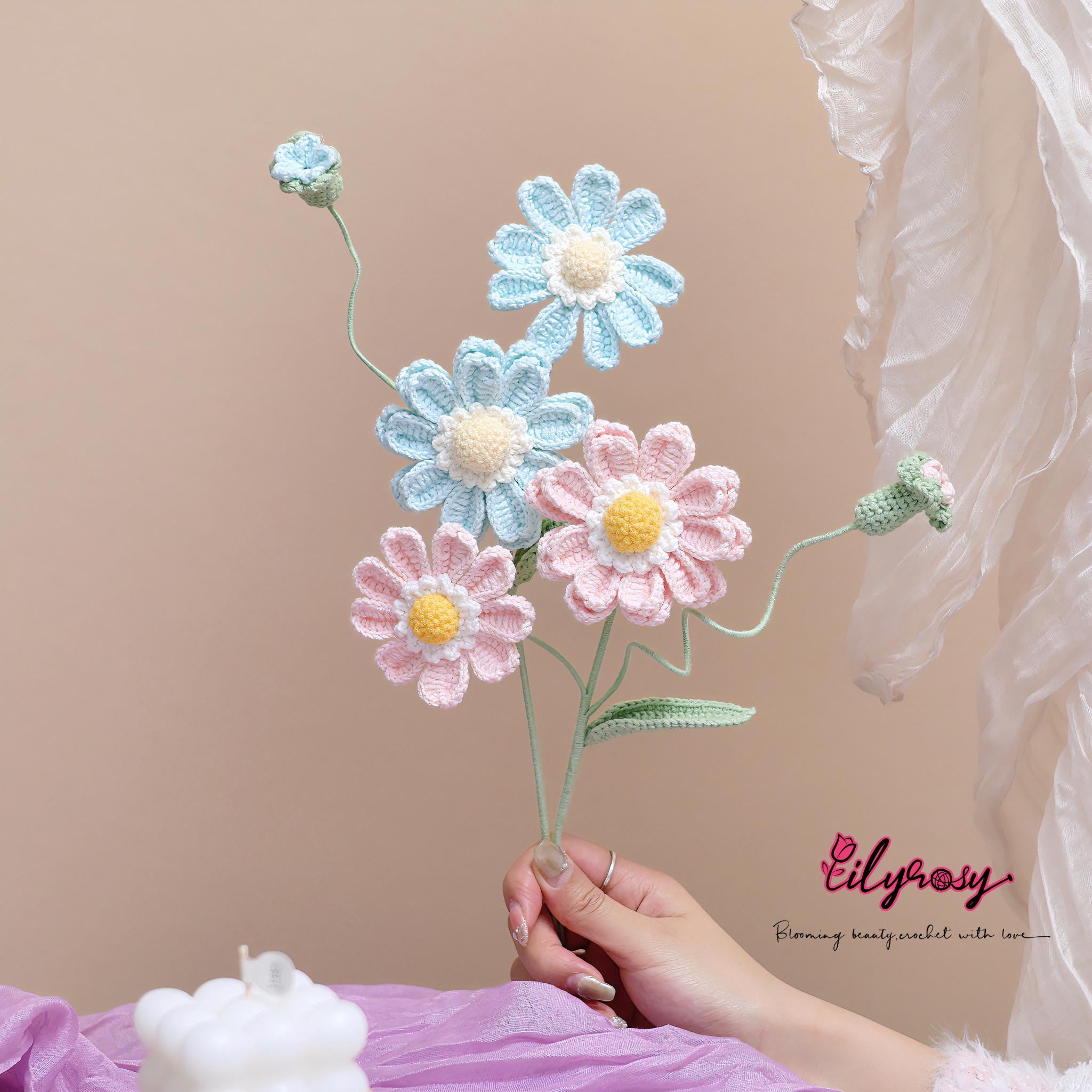 Lilyrosy crochet zinna pattern with step by step video tutorial