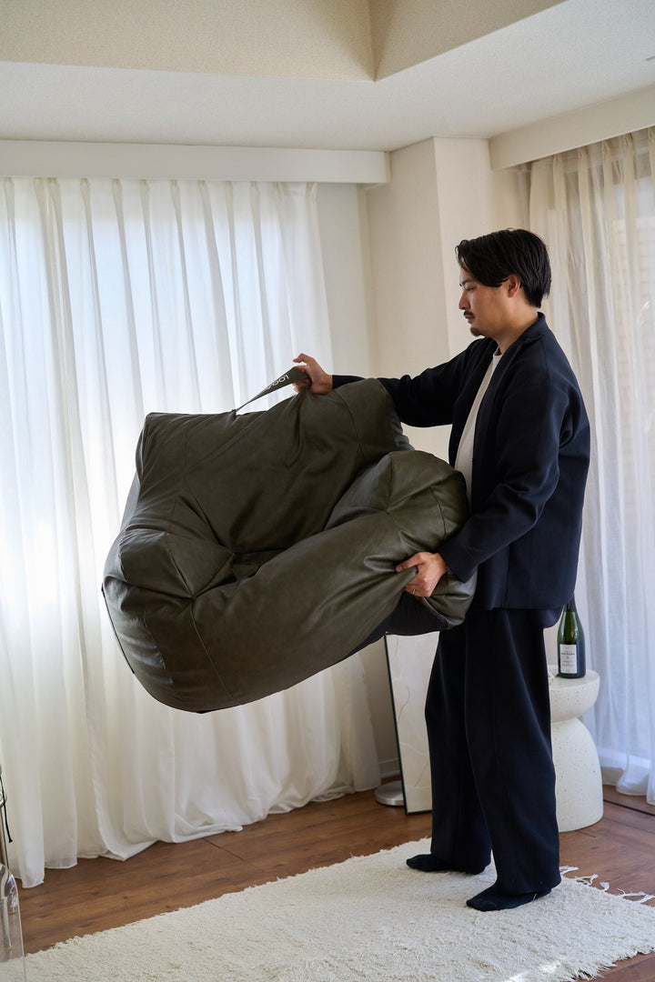 LOOSY 1人掛けビーズソファ Matte Khaki｜1人用ソファ おしゃれ