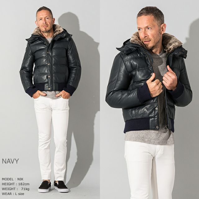 LIUGOO 本革 3WAY ダウンジャケット メンズ リューグー WNG13A レザー