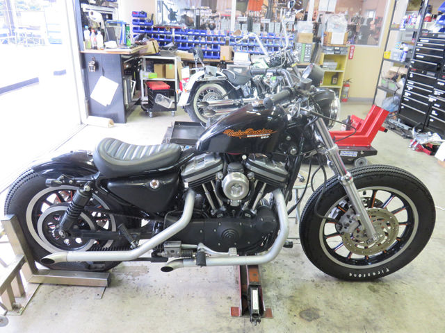 2003年式XL883R Fフォークローダウン＆リアベルト交換