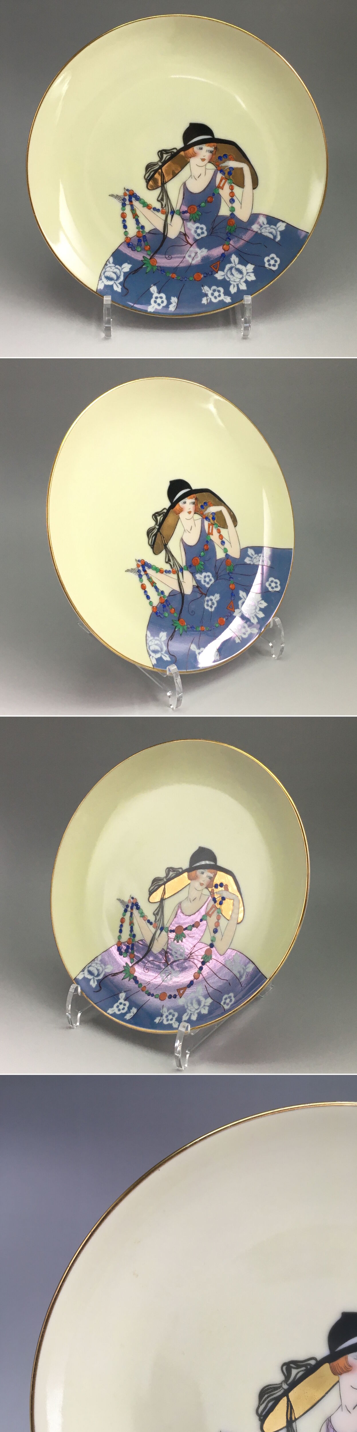 オールドノリタケ デコレディ プレート 飾り皿 ラスター彩 絵皿 貴婦人