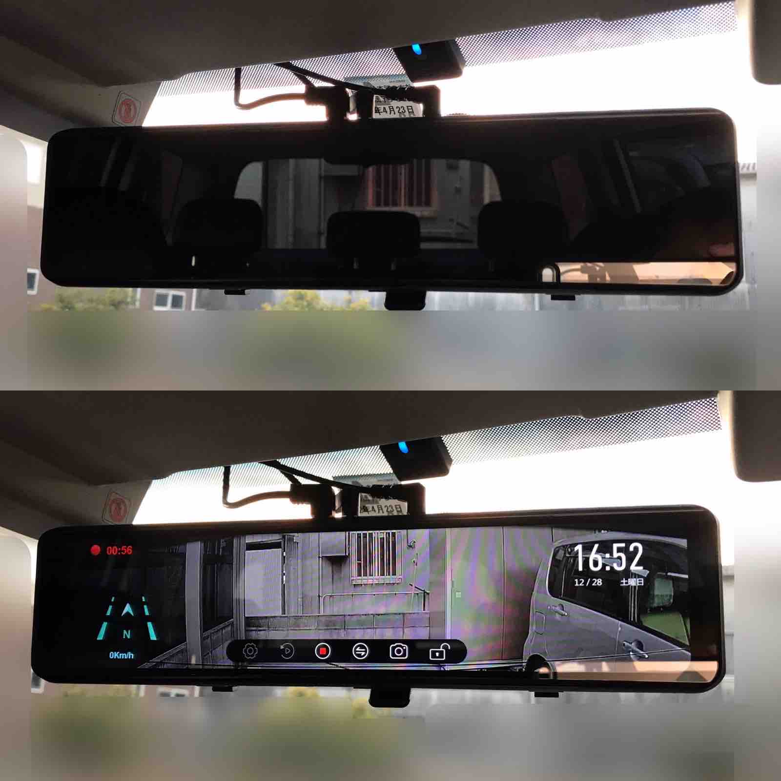 レビュー】幅広大画面で見やすいミラー型ドライブレコーダー：AKEETYO