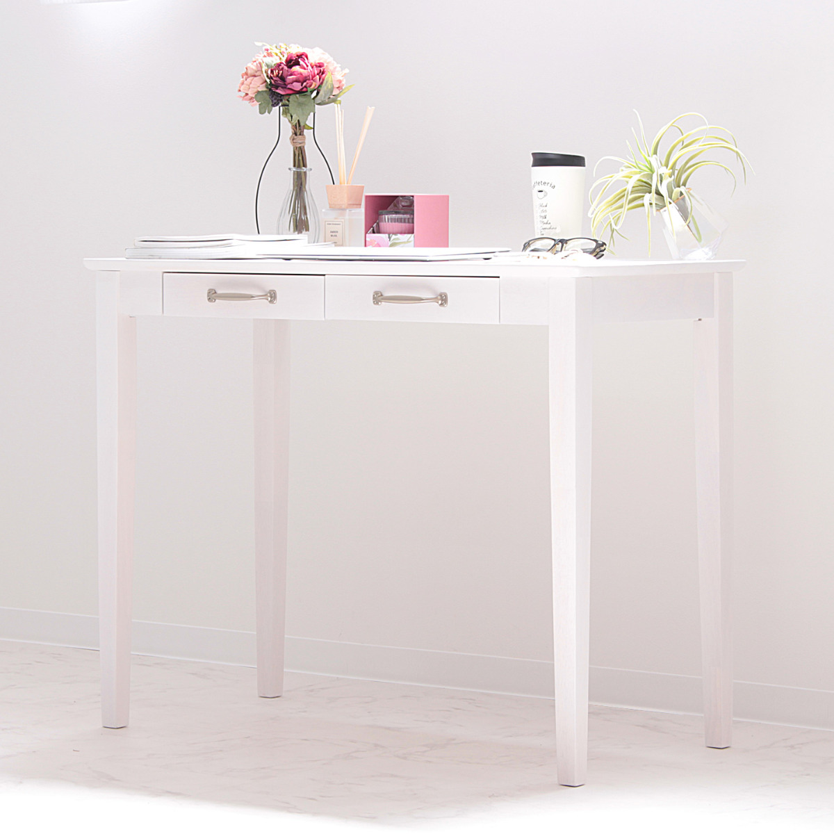 デスク Gallow 幅90cm 木製 ホワイト フレンチカントリー （ シンプル