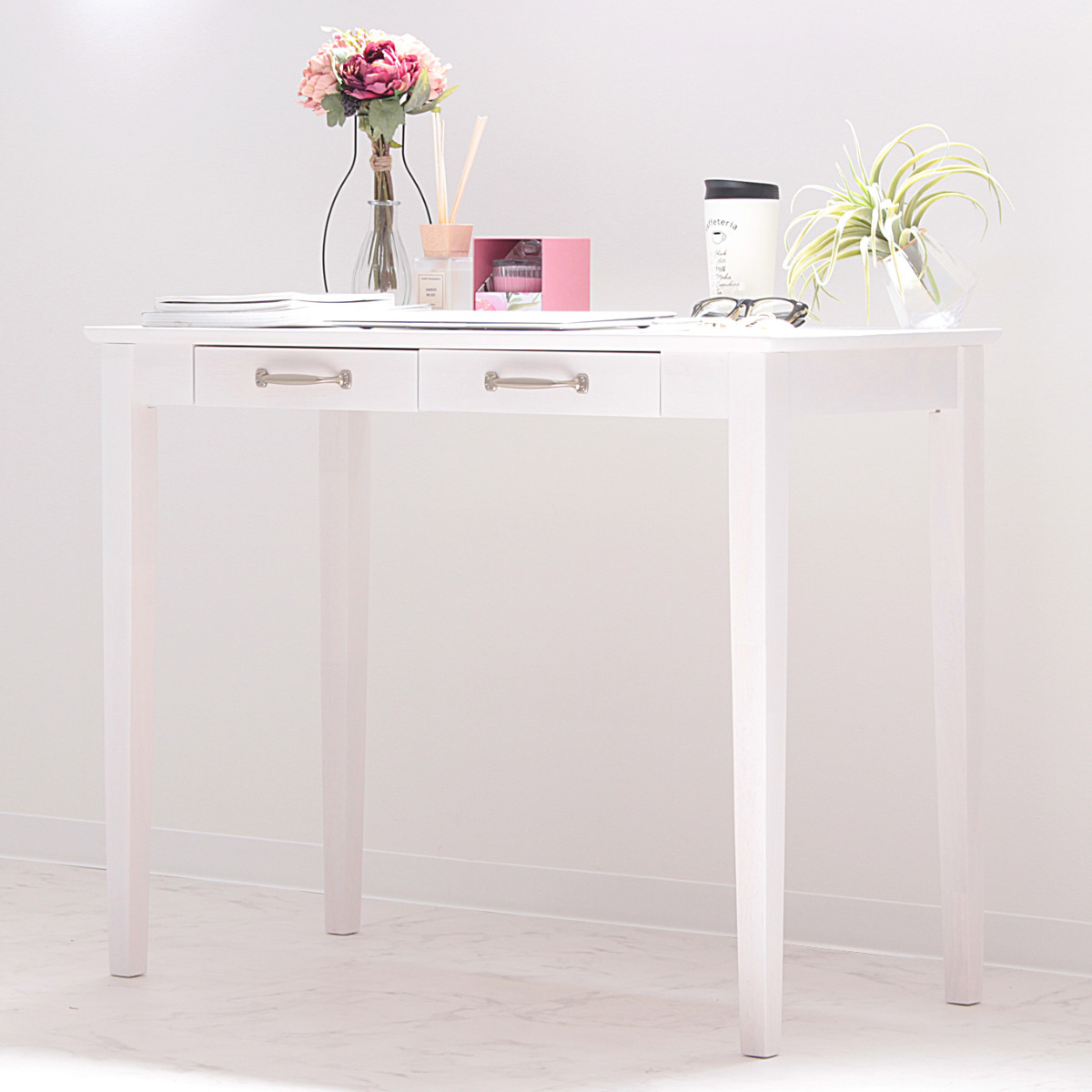 デスク Gallow 幅90cm 木製 ホワイト フレンチカントリー （ シンプル