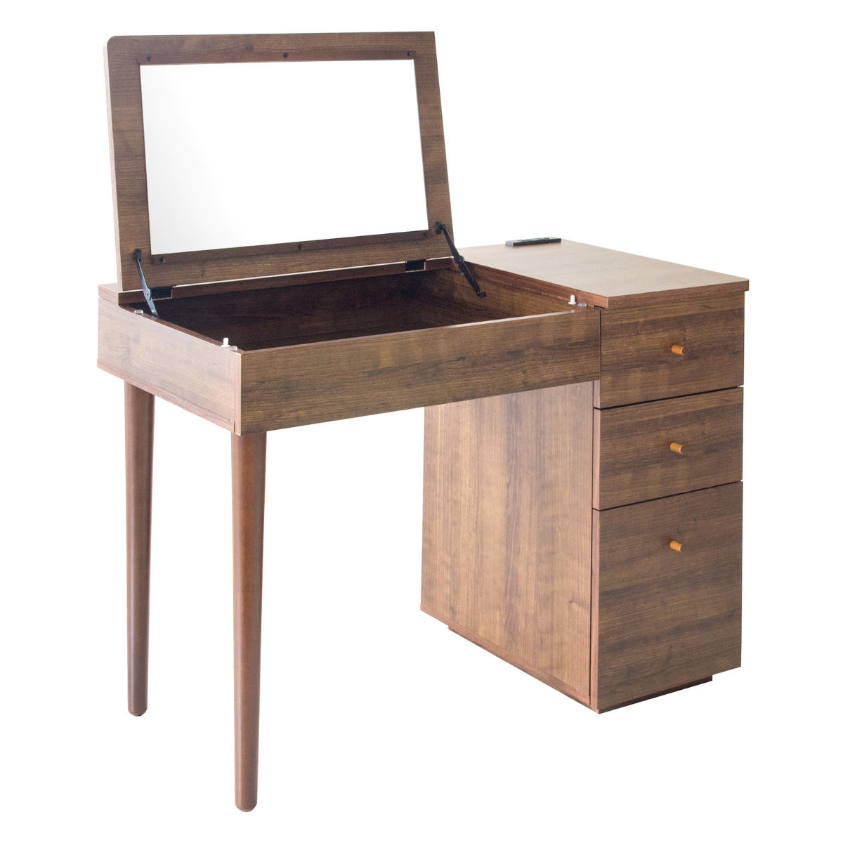 デスクドレッサー 幅90cm ミラー コスメ収納 引き出し 木目調