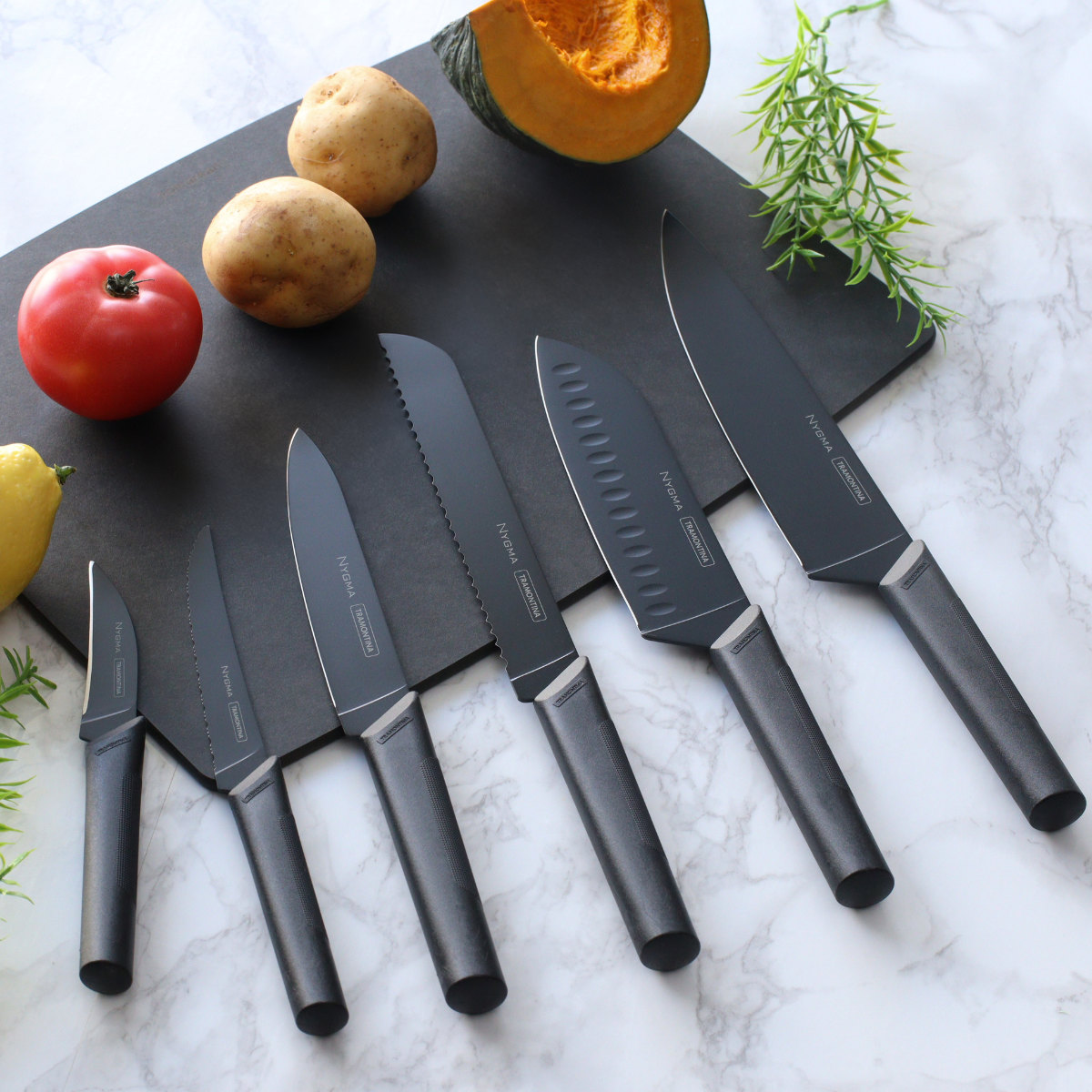 包丁 6点セット ニグマ ブラック トラモンティーナ （ TRAMONTINA 牛刀