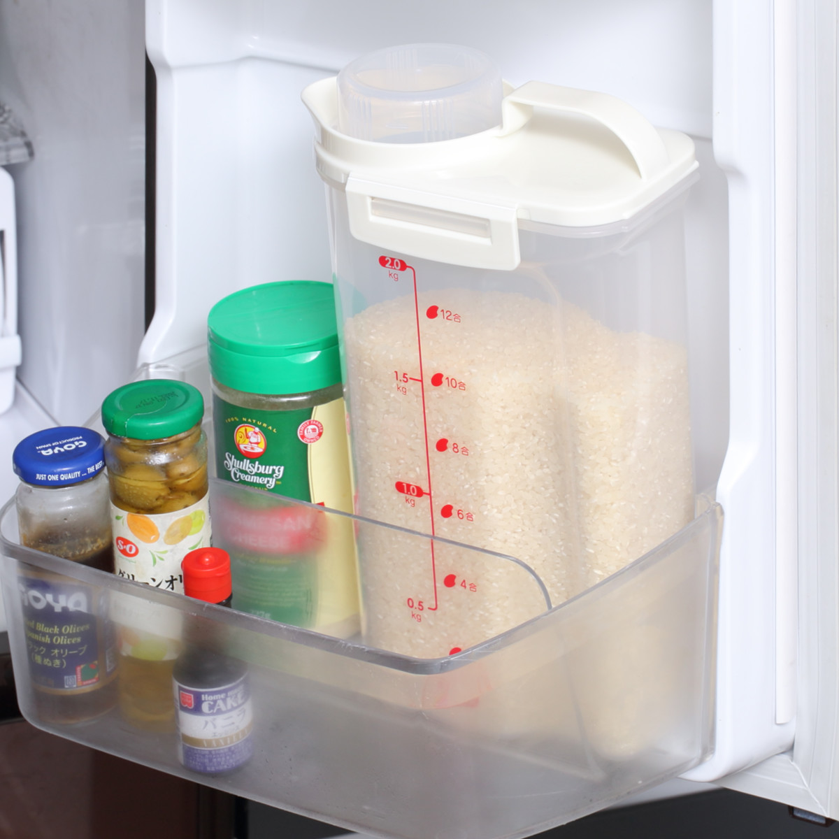 米びつ 2.4kg 密閉 ハンディライスストッカー 冷蔵庫 （ 冷蔵庫 計量