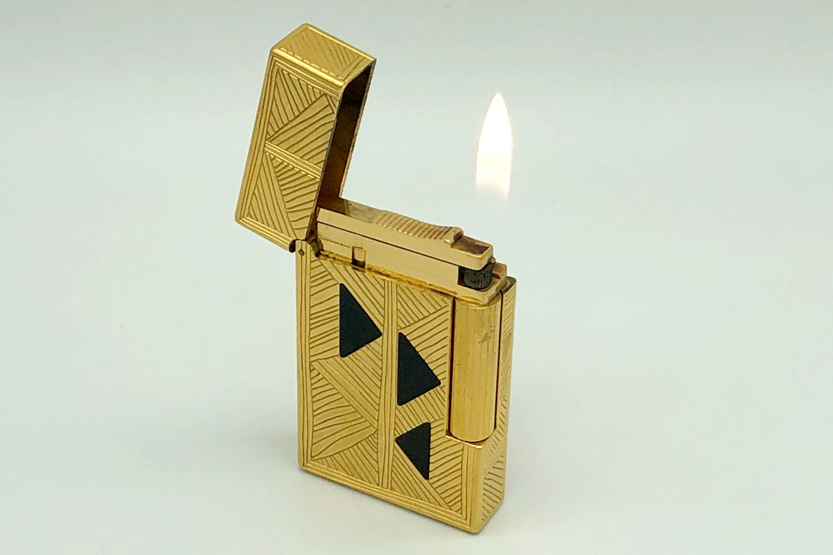 ST Dupont African Black and Gold Large Pocket Lighter (Estate