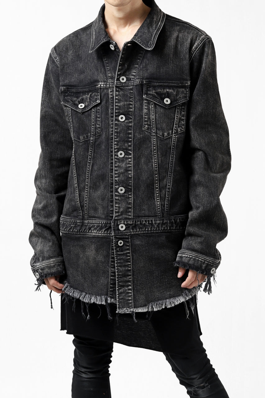 ISAMU KATAYAMA BACKLASH TRUCKER DENIM JACKET / SPLASH DYED (BLACK